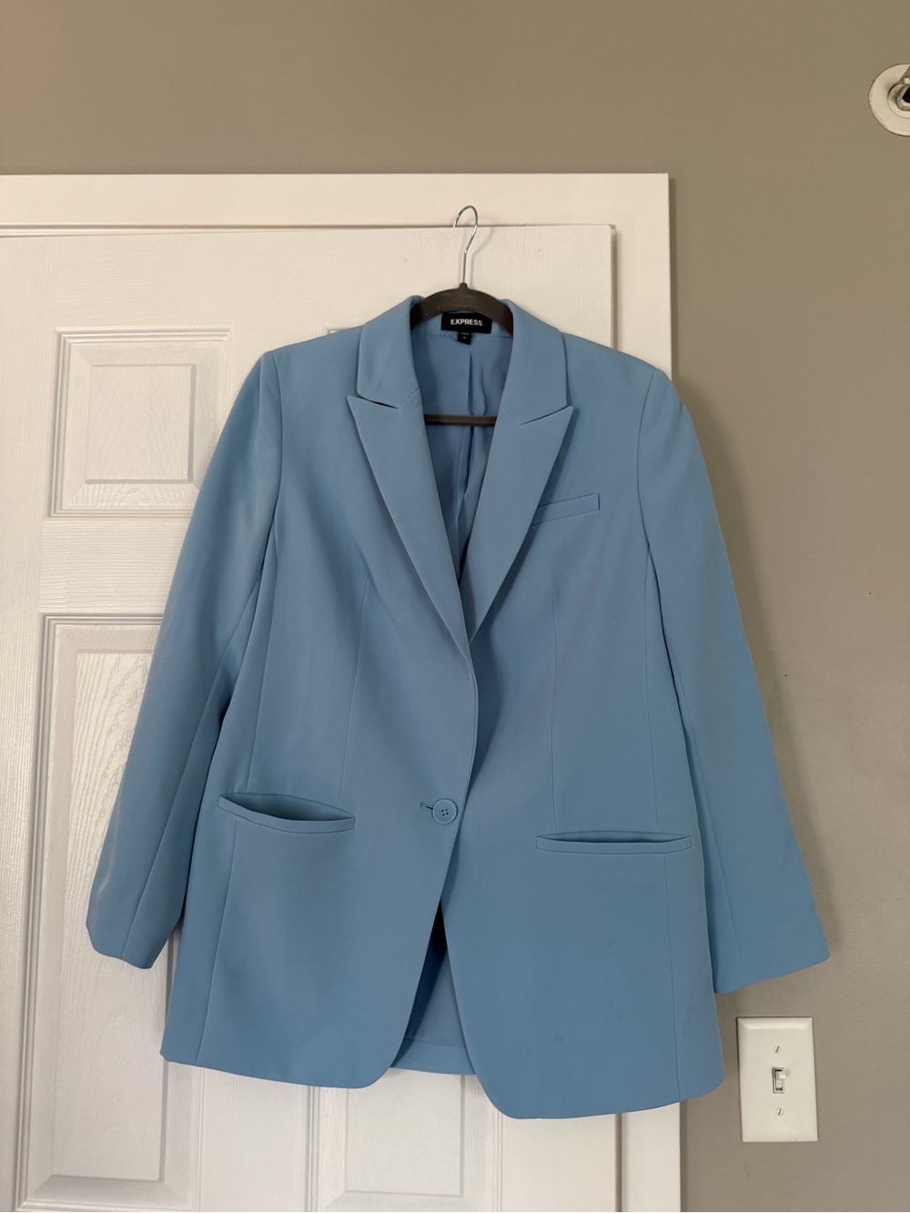Express Pastel Light Blue Periwinkle Blazer Jacket Office Casual